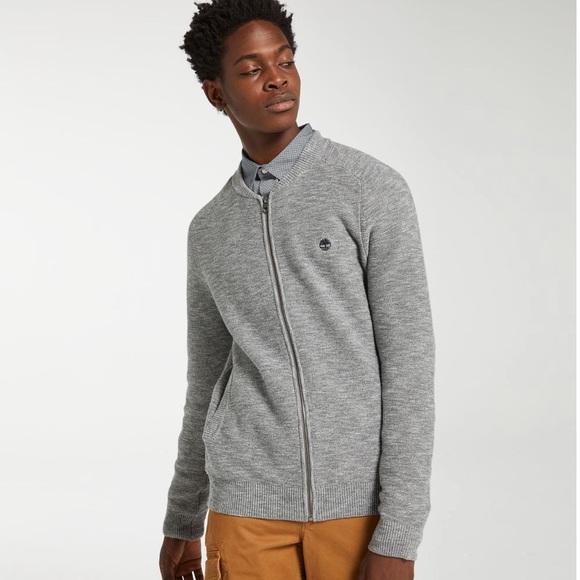 NEW TIMBERLAND MEN'S SLUB FULL-ZIP SWEATER - Picture 2 of 6